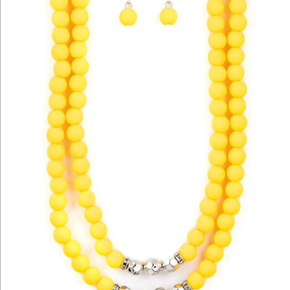 Paparazzi Vibrant Yellow Necklace and Earring Set